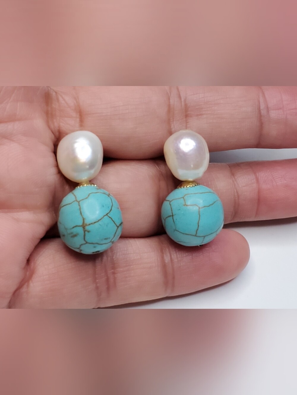 Vtg. Handmade Stud Drop Earrings